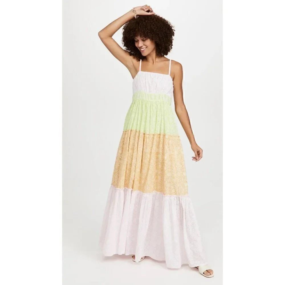NWT ANTHROPOLOGIE Sz M RO’S GARDEN AMELIA TIERED MAXI SWIM COVER UP DRESS
